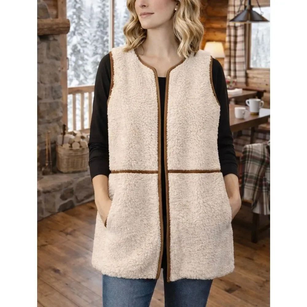 Rafaella nwt Sherpa faux fur front vest size m